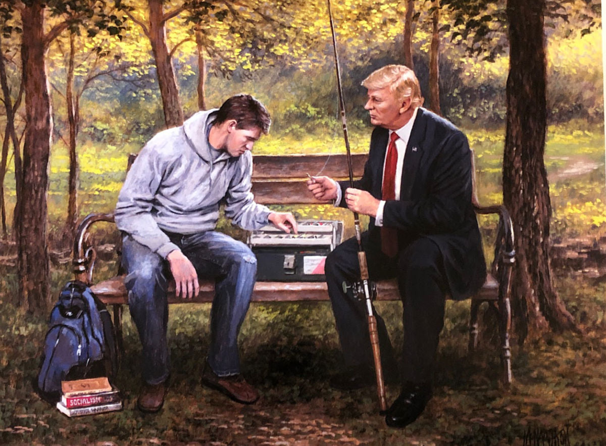 Jon McNaughton Teach a man to Fish President Trump Art Print