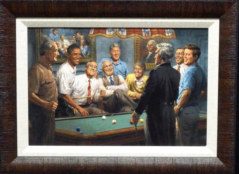 Andy Thomas Callin The Red Democrats playing Replublicans Pool Art Canvas-Framed