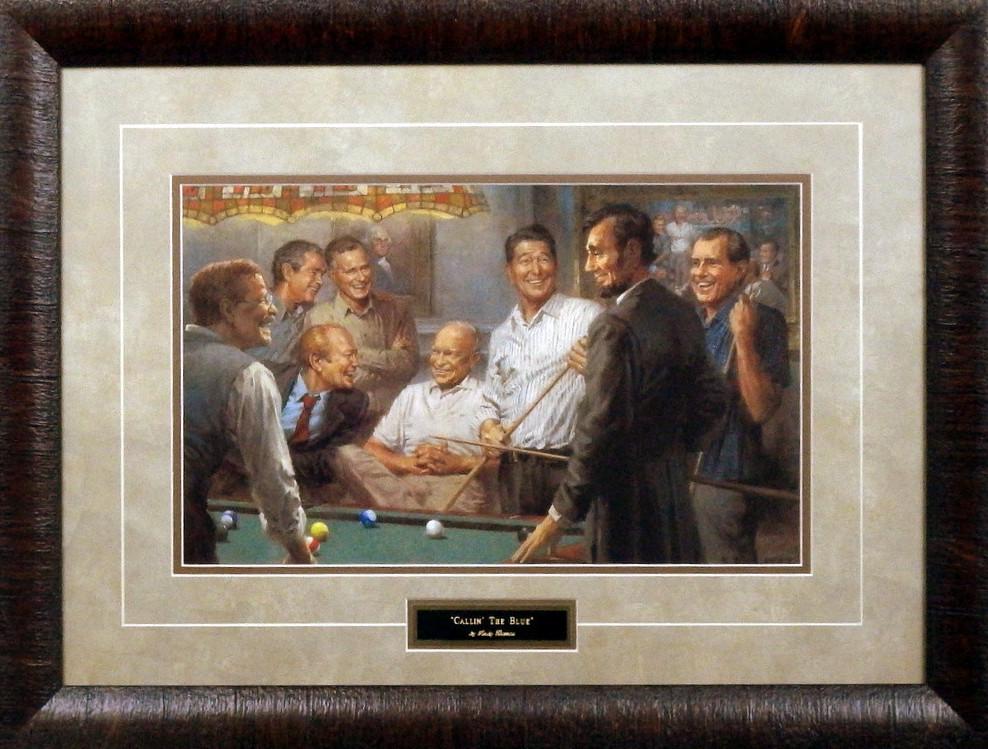 Andy Thomas Callin the Blue Republican Presidents Art Print-Framed 25 x 19