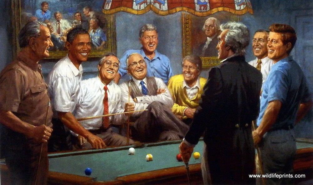 Andy Thomas Callin the Red Democrats Playing pool Art Print