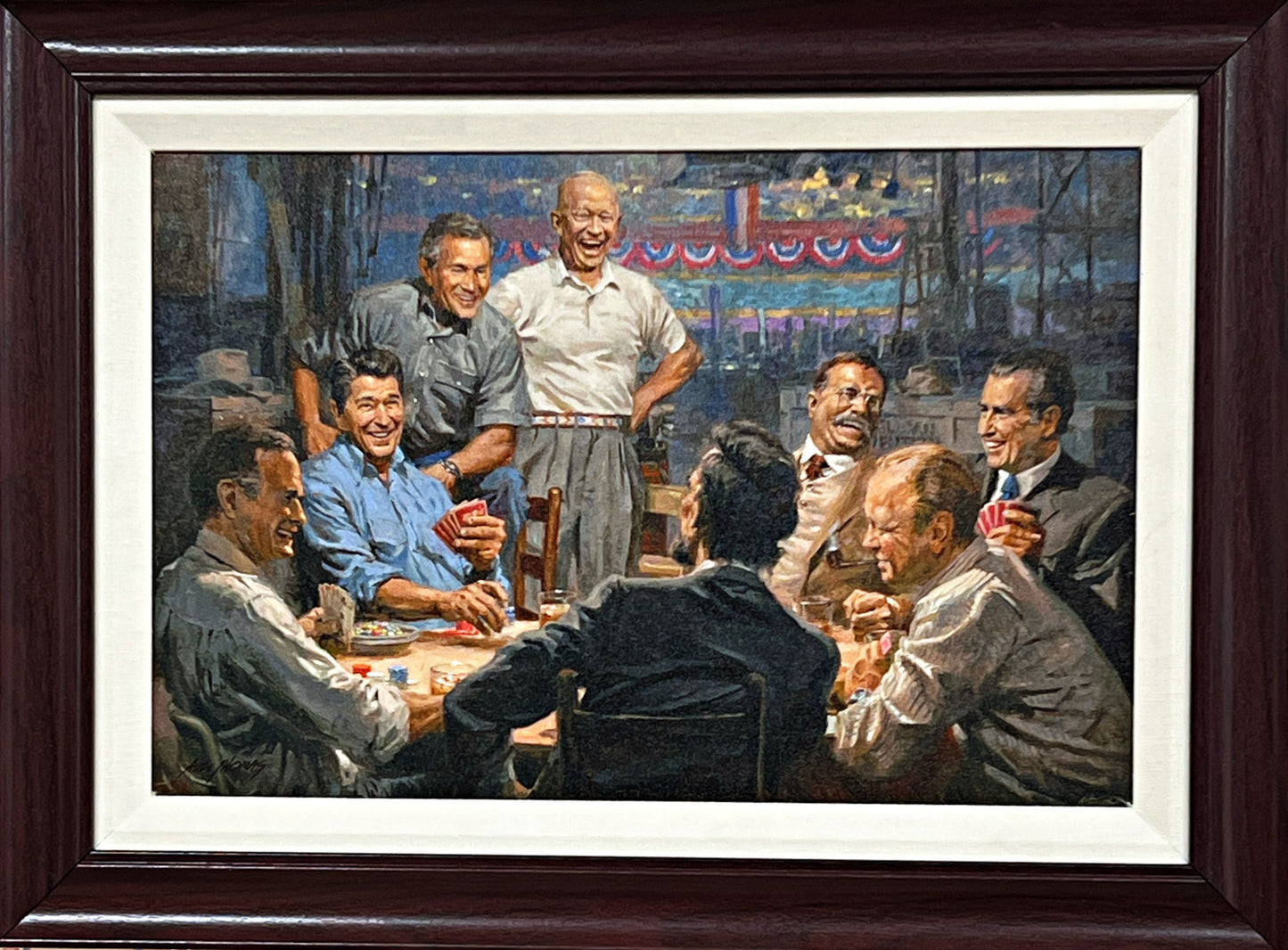 Andy Thomas Grand Ol Gang Signed Canvas Republican Presidents Framed 23 x 17