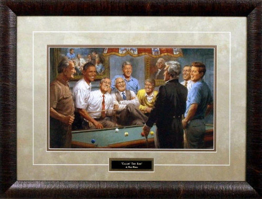 Andy Thomas Callin The Red Democrats playing pool against Republicans Framed Print