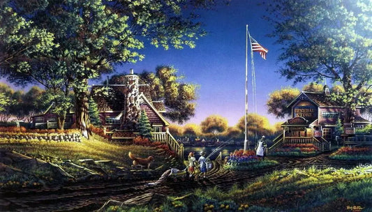 Terry Redlin Good Morning America Children Flag Art Print 24 x 14