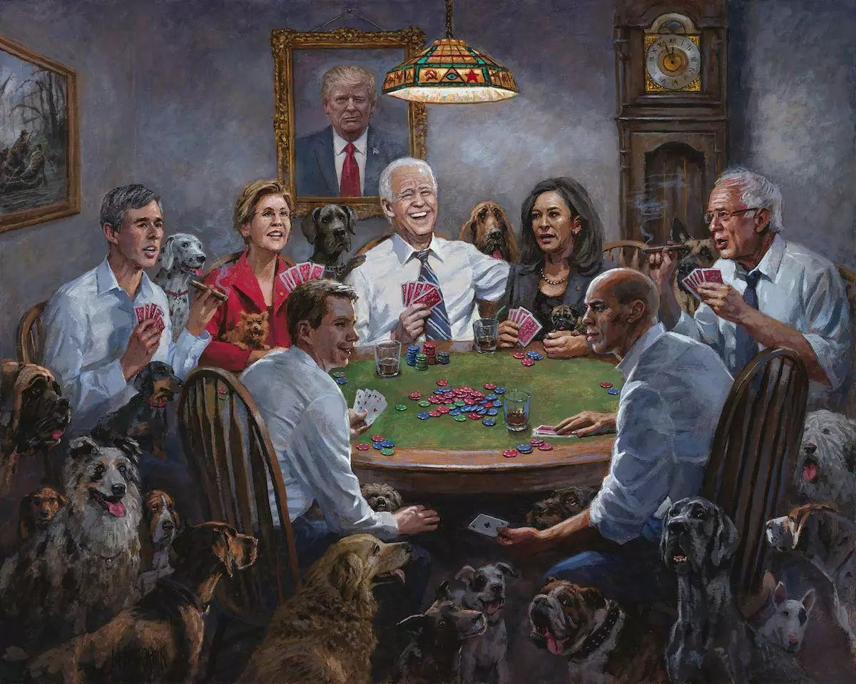 Jon McNaughton Democrats Playing Poker Bernie Sanders,Joe Biden Art Print 14 x 11